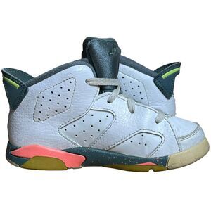 Nike Air Jordan Kids Size 9C White Upper‎ Neon Green Orange Bright Mango